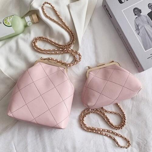 Metal Clip 2021 Womens Bag Fashion Chain Square Vintage Shoulder Bags Branded Designer Handbags Soft PU Leather Solid