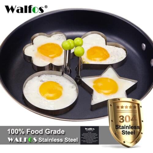 Walfos 4 Pieces /Set Stainless Steel Cute Shaped Fried Egg Mold Pancake Rings Mold Kitchen Accessories Cooking Tool