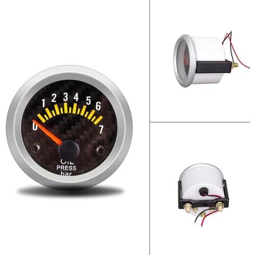 52mm Oil Pressure Gauge Car Meter with Sensor 0-7 Bar Pressure Gauge Auto Car Meter Racing Oil Press Gauge Sensor Accessories