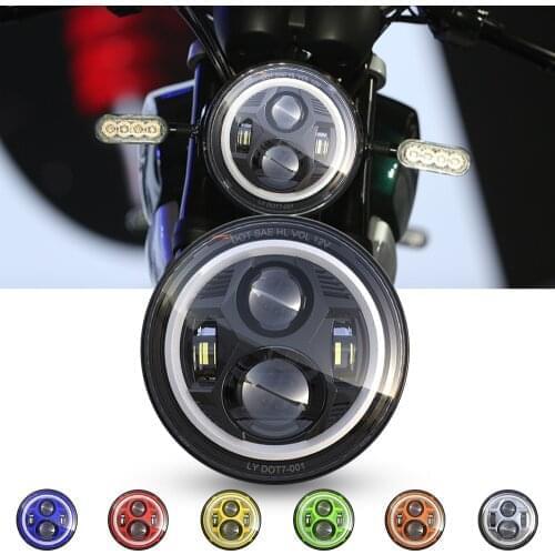 7inch Round LED Headlights Halo Ring Angel Eyes Motorcycle Headlamp 7" Headlight Housing Motorcycle Mounting brackets