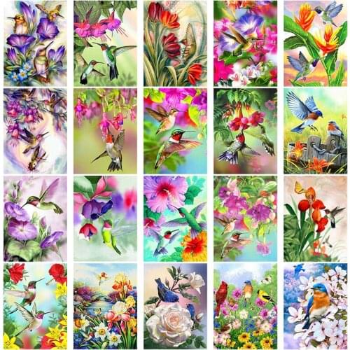 DIY 5D Diamond Painting Bird&Flower Diamond Embroidery Cross Stitch Picture Rhinestones Full Round Drill Mosaic Art Wall Decor