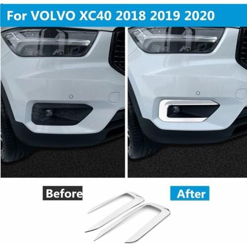 Car Led fog lights ABS Chrome Detector Cover Front Fog Lamp Frame Cover For VOLVO XC40 2018 2019 2020 Car Sticker Accessories