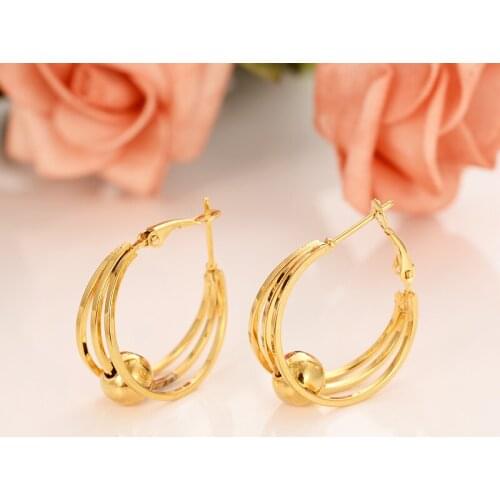 Bangrui gold beads drop Earring For Girls/Ladies Birthday Gift Trendy Gold Color Engagement /Wedding Bands Promise Earring