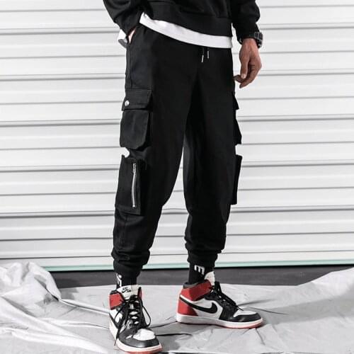 Summer Side Zipper Pocket Men Hip Hop Pants Trousers Sweatpants Streetwear Men Joggers Track Casual Cargo Pants Military Style