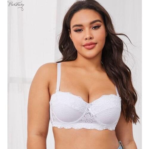 Parifairy Sexy Demi Bra Big Size Balcony Bras Push Up Brassiere Floral Lace Non Padded Lingerie 38 40 42 44 C D Cup Underwear