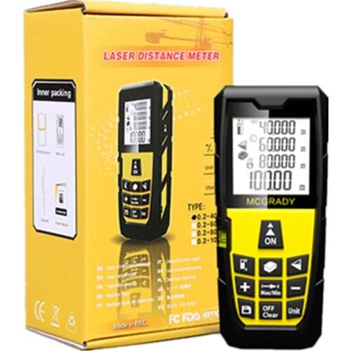 Digital Laser Rangefinder 40M Hand-held Distance Area Volume Meter Ruler Bubble Levels with Automatic Adjusstable Backlight