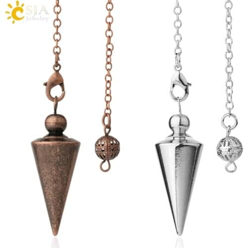 CSJA Cone Metal Pendulum for Wicca Antique Copper Gold-color Spiritual Pendulo Radiestesia Healing Pendule Hot Sale Jewelry G336