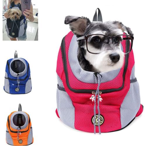 New Out Double Shoulder Portable Travel Backpack Outdoor Pet Dog Carrier Bag Pet Dog Front Bag Mesh Backpack Head