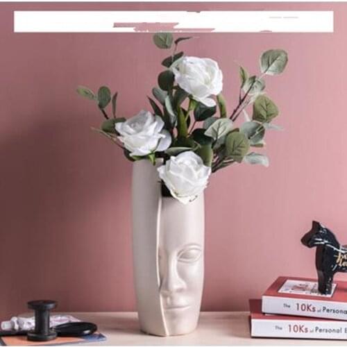 European face art vase decoration, ceramic flower, home office restaurant bar table decoration gift