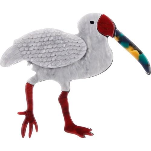 FishPeach New Design Acrylic Birds Brooches For Women Resin lbis Animal Pins Brooch Lapel Pin Female Clothe Jewelry Party Gifts