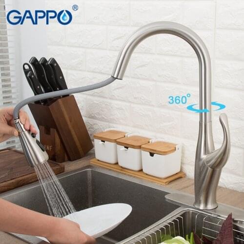 GAPPO Pull Out Kitchen Faucets Sink Kitchen Faucets Single Hole Swivel 360 Degree Water Mixer Tap Mixer Tap 3 function cozinha