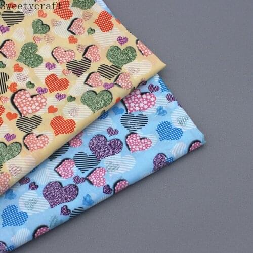 147x50cm Double Heart Prints Cotton Poplin Fabrics Summer Crafts Apparel Dress Patchwork Fabric For Hair bow sewing tissue cloth