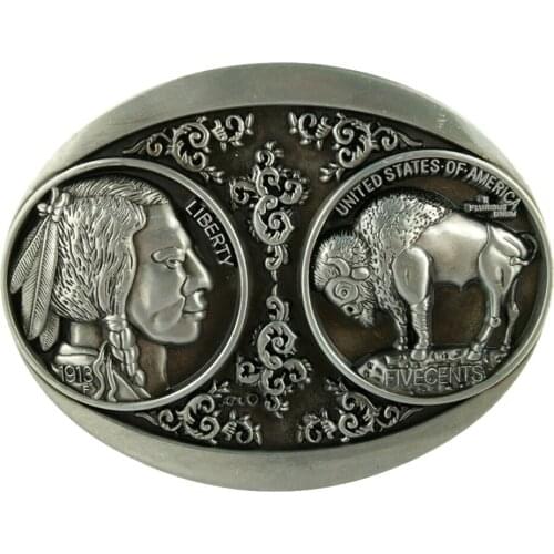 Indian Buffalo Belt Buckle 3D Coin Western Cowboy Classic