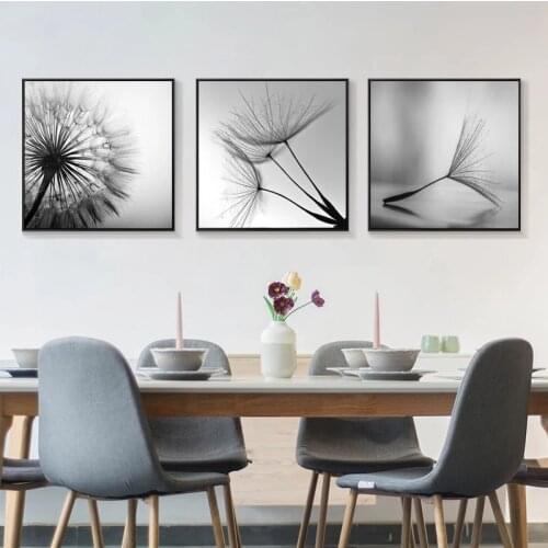 Dandelion Flower Canvas Painting Modern Black And White Art Pictures for Living Room Decoration Abstract Wall Posters and Prints
