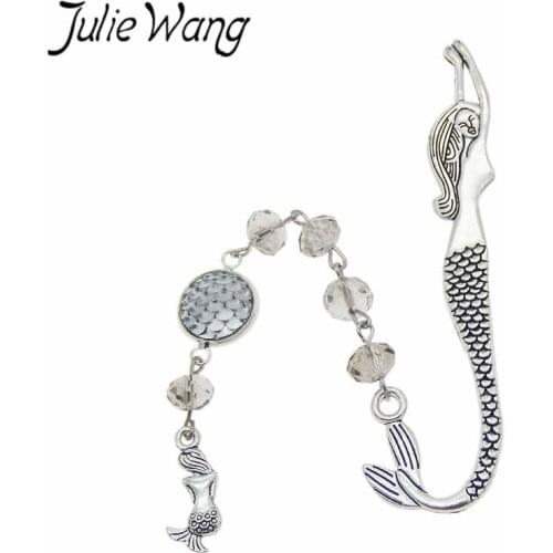 Julie Wang Mermaid Bookmark Charm For Reading Alloy Beautiful Rhinestone Resin Scale Nice Gift Book Page Marker
