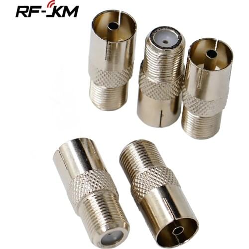 5pcs F Female Plug to PAL Female Jack Straight RF Coaxial Adapter F-type to TV Connector