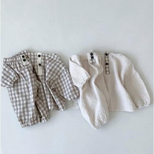 Children Clothing Kids Clothes 2pcs Shirt+Linen Pants Girls Toddler Boys Baby Summer Spring Casual Sets Tops Korean