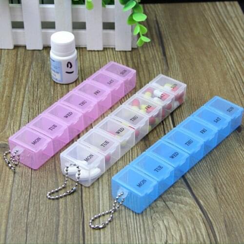 7 Days Pill Box Organizer Travel Pill Box Pill Storage Compartment Box Medicine Tablet Holder Pill Splitter Travel Portable