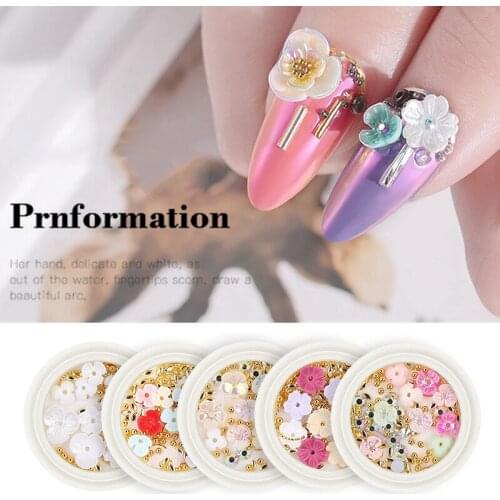 Nail Art Shell Flower Mixed Jewelry Three-petal Flowers Beads Rivet Flat Back Rhinestone Alloy Stud Nails Decoration Accessories