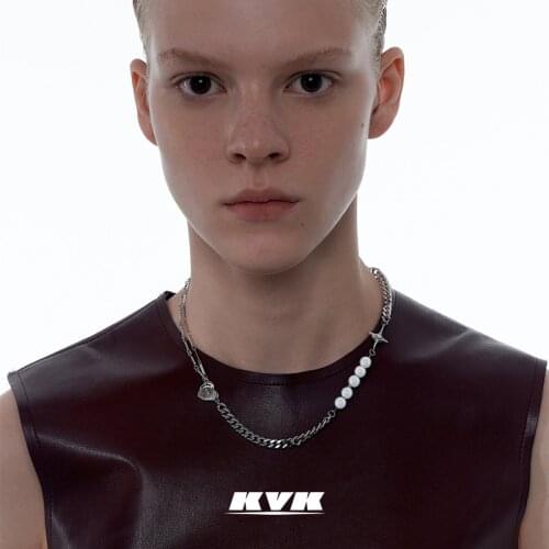 KVK stitching necklace female collarbone chain 2021 new trendy light luxury collar niche design sense ins mesh red jewelry