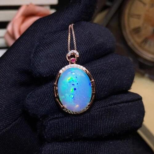 The Best Wedding Gift Opal Pendant 925 sterling silver Fine jewelry Natural And Real Opal Necklace