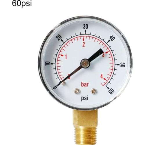 Pressure Gauge 52mm 1/4\" BSPT Vertical 15,30,60,100,150,300 PSI & Bar Bottom Mount X7YF