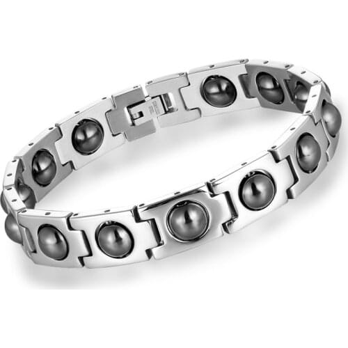 Health Magnet Bracelet Men Stainless Steel Jewelry Black Beads Adjustable Mens Bracelets 2019 Lover Gifts