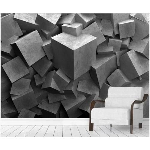 Custom photo mural 3d wallpaper Grey cement board square carving home decor living room wallpaper for walls 3 d in rolls