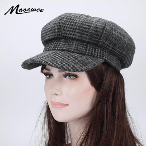 Autumn Women Octagonal Hats Sailor Ship Boat Captain Military Hat Cap Girl Lady Peaked Black Gray Berets Cap Women Beret Bone
