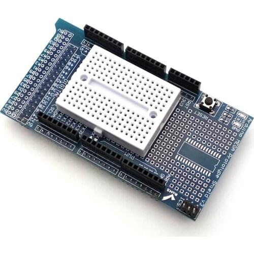 Brand New Prototype Shield Protoshield V3 Expansion Board With Mini Bread Board MEGA Blue + White