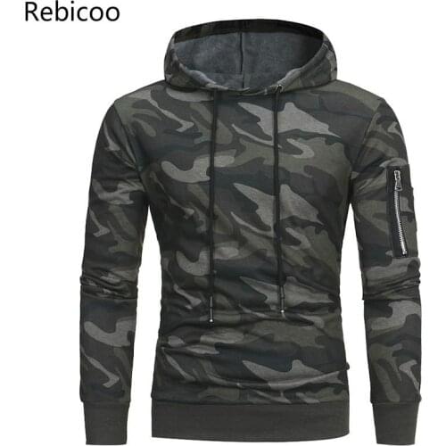 Rebicoo New Men Hoodies Sweatshirt Brand Autumn Military Camouflage Hooded Sportswear Casual Jacket Male Pullover Coat M-3XL