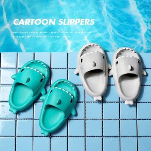 Kids Boys Slippers Open Toe Beach Pool Slides Children Sandals Flip Flop Cartoon Shark Shower Toddler Girl Non Slip Summer Shoes