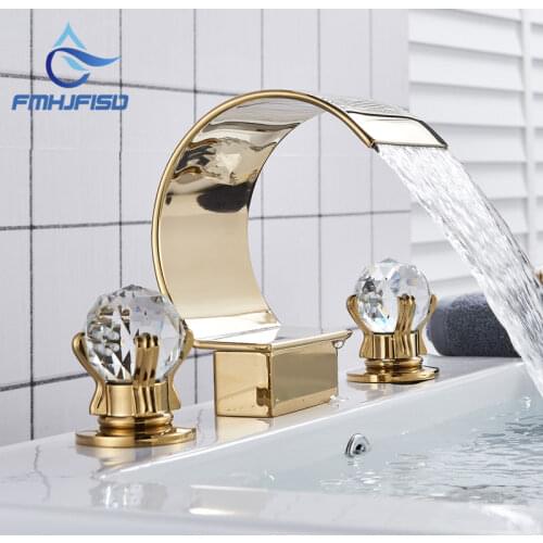 Crystal Handle Waterfall Bathroom Basin Faucet Hot Cold Mixer Faucets Basin Faucet Torneira Taps Deck Mounted