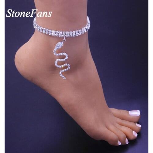 Stonefans Punk Snake Rhinestone Anklet Wholesale Jewelry for Women Fashion Crystal Tennis Chain Pendant Anklet Foot Jewelry