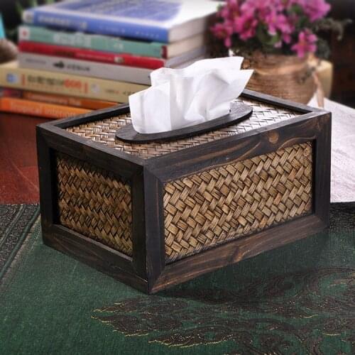 Thailand creative tissue box handmade bamboo woven hotel home high-end napkin paper box tissue storage box