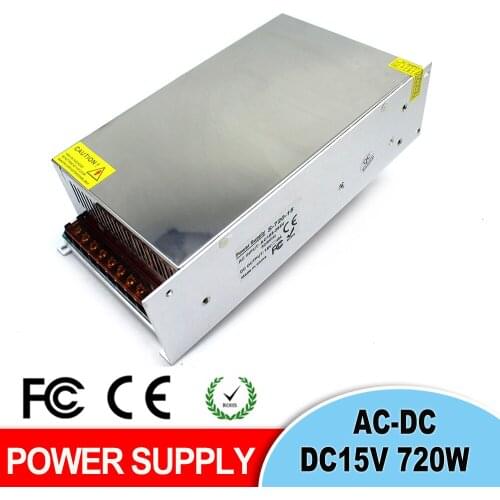 Power Supply Driver Transformer 110v 220v AC to DC 15V 48A 720W Single Output Switching Power Supply for Camera Router LED l