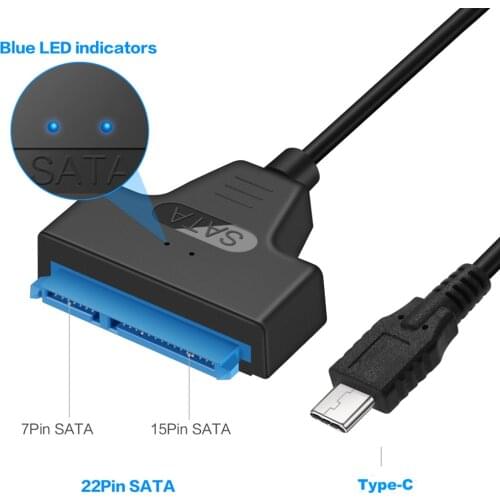 USB 3.1 Type C to SATA III HDD SSD 2.5inch Hard Drive Adapter Cable 22-Pin NK-Shopping
