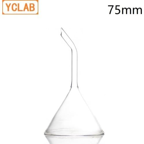 YCLAB 75mm Funnel Elbow Stem Glass Laboratory Chemistry Equipment