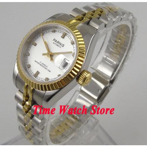 Parnis 26mm MIYOTA Japan silver dial golden bezel sapphire glass Automatic movement wrist watch men women 996