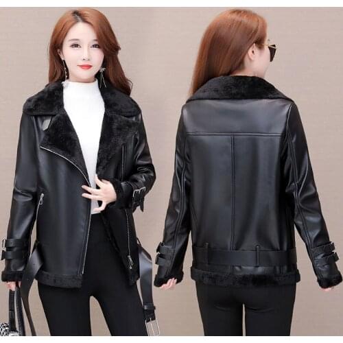 Winter Imitation Sheepskin Coats Faux Leather Women Jackets European Soft Fleece Lining Spring Female Jacket Moto&biker Jacket