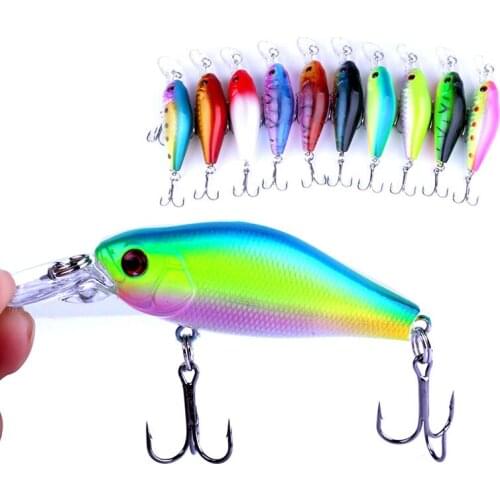 10pcs Crank Bait Fishing Lure 70mm 9g Hard Bait Fake Lure for Lake River Fishing