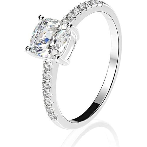 100% 925 Sterling Silver 6x6mm Cushion Cut SONA Simulation Diamond Female High-end Engagement Wedding Ring