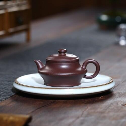 150cc Chinese Yixing Zisha Purple Clay Handmade Tall Xubian Teapot by Lu Weiping