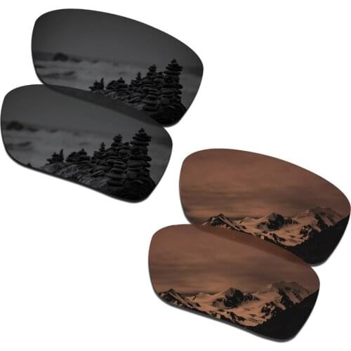 SmartVLT 2 Pairs Polarized Sunglasses Replacement Lenses for Oakley Si Ballistic Det Cord Stealth Black and Amber Brown