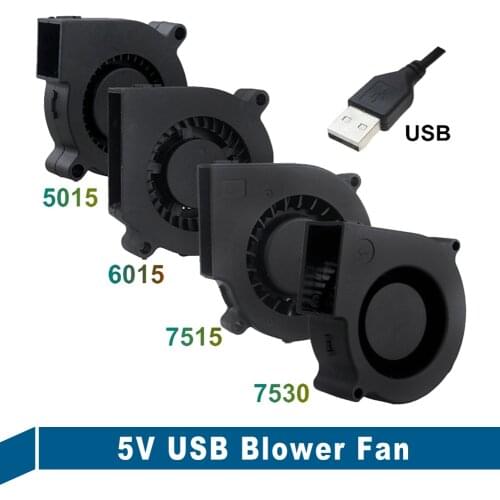 2Pieces Lot PC Computer Cooling Cooler DC Centrifugal Blower Fan USB 5V 6015S 60x60x15mm 60mm 75mm 7515 7530 50mm 5015