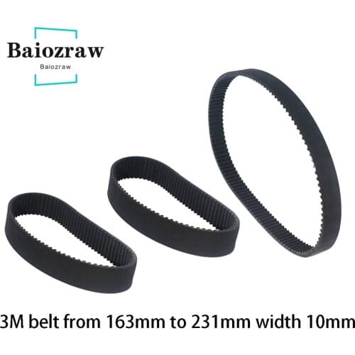 3D Printer HTD 3M Closed Loop Rubber Timing Belt 162 180 183 195 201 204 207 210 213 216 219 222 225 228 231mm Width 10mm HTD 3M