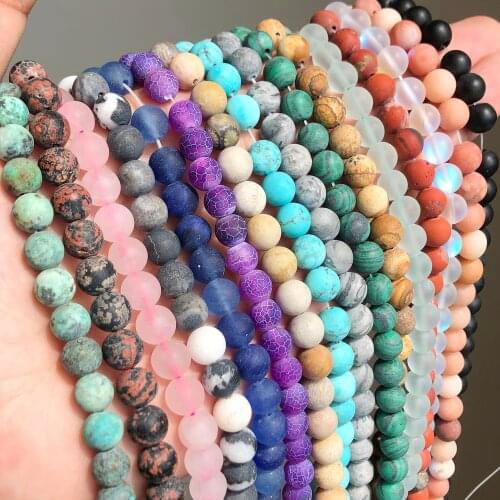 4mm 6mm 8mm 10mm Natural Matte Morganite Agates Tiger Eye Stone Round Beads for Jewelry Making Diy Bracelet 15