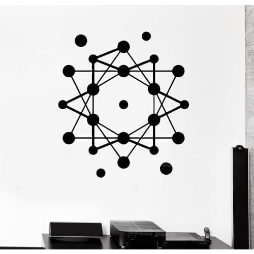 Atom Science Vinyl Wall Stickers School Classroom Decoration Geometric Modern Style Decal Bedroom Living Room Art Sticker Z301