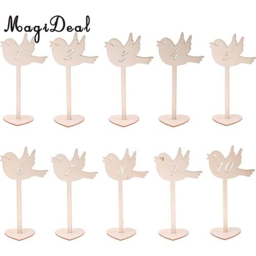 Wooden Love Bird Table Number Stands Freestanding Wedding Party Decor 1-20
