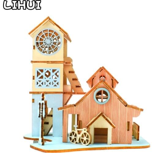 Riverbank Hut 3D Wooden Puzzle Toys Jigsaw Architecture House DIY Manual Assembly Kids Puzzles Educational Wood Toy for Children
